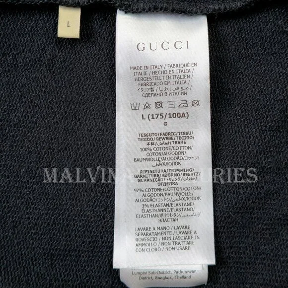 GUCCI MENS SWEATSHIRT BLACK COTTON HOODIE w BLADE LOGO sz L LARGE